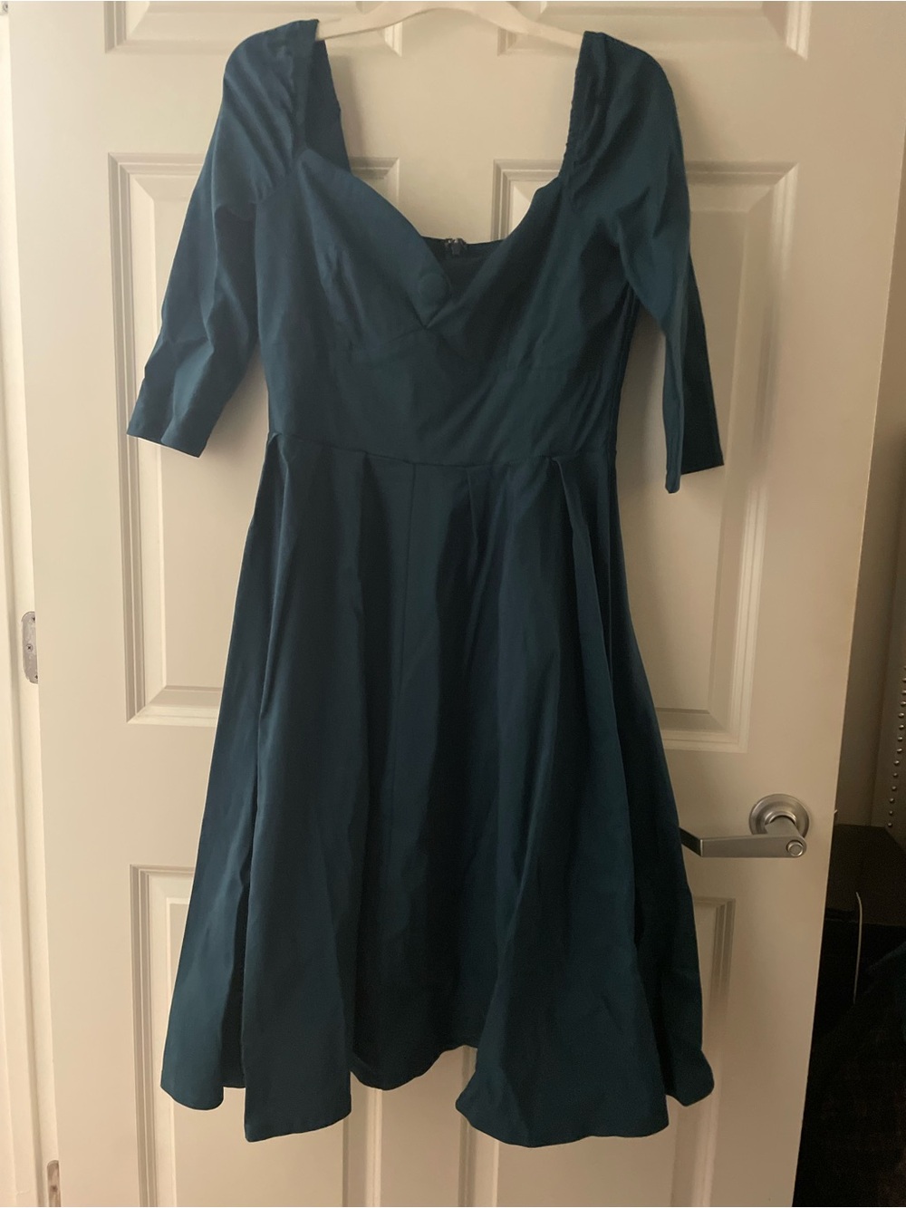 Unique Vintage Teal Fit-and-Flare Midi Dress